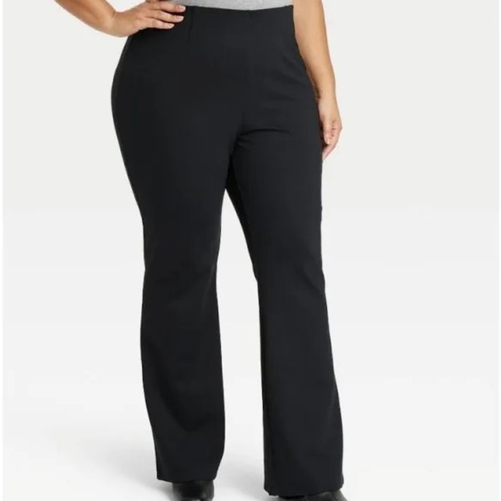 Ava & Viv Ponte Flare Pull On High Waisted Black Pants